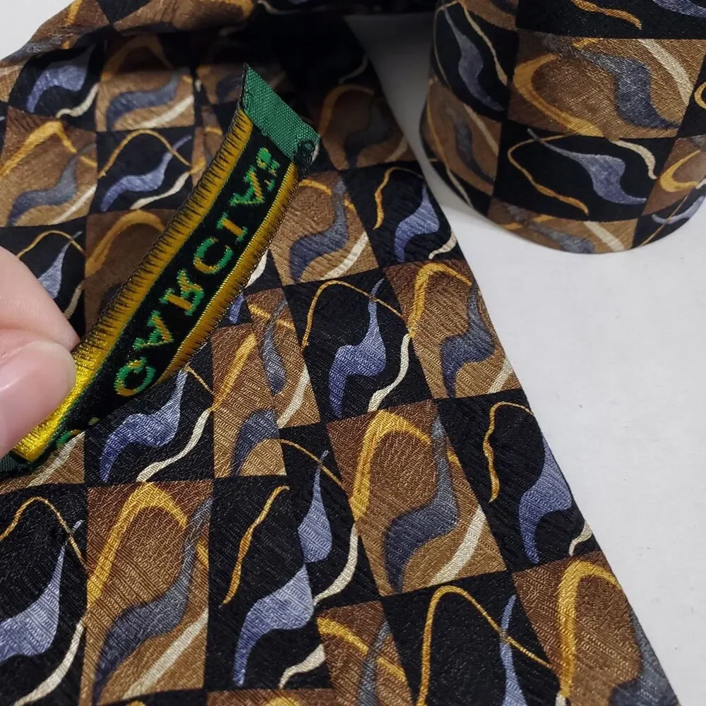 Jerry Garcia Tie Silk Brown Black Gray Abstract 3.5